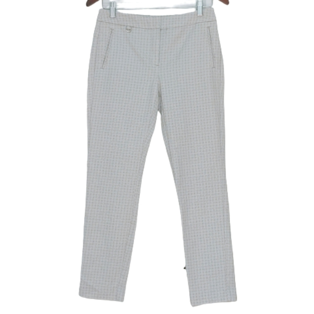 ADRIANNA PAPELL Light gray preppy coastal business casual clean cropped …